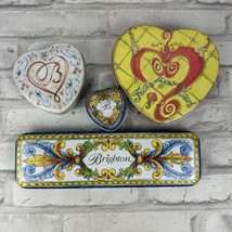 Brighton Jewelry Tins Gift Boxes Lot of 4 Rectangle &amp; Heart Shapes Lot #7 - £12.89 GBP