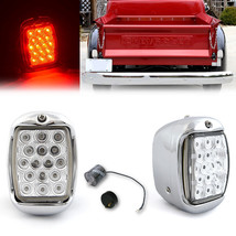 LED Tail Lamp Clear Lens &amp; Chrome Housing Flasher Pair for 40-53 Chevy GMC Truck - £117.95 GBP