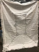 Vintage COTTON White LACE Oblong TABLECLOTH Hand Made w/ Matching NAPKINS 6 - $39.10