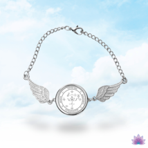 Archangel Michael Sigil Bracelet, Angel Wings Key Of Solomon Witchy Accessory - $22.98