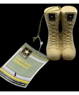 Kurt Adler U.S. Army Flocked Combat Boots Christmas Ornament Desert 3&quot; N... - $13.99