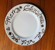 Rosanna WHITE/GOLD &quot;We Wish You A Merry Christmas&quot; Plate Script 7.5&quot; - £7.08 GBP