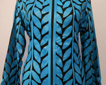  blue leather leaf jacket women design 04 genuine short zip up light lightweight 1 thumb155 crop