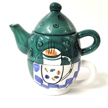 Bella Casa Nesting Teapot by Ganz W/ Cup Green tea cup on teapot  (C) - £7.90 GBP