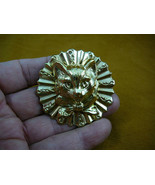 (b-cat-412) large cat head with bow ribbon round Art Deco brass pin pendant - $32.05 CAD