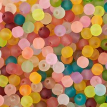 100 Frosted Glass Beads Solid 6mm BULK Wholesale Jewelry Supplies Opaque Round - £6.30 GBP