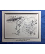 Historical Line Drawing Sketch By Artist Raymond Houlihan World Art Grou... - $19.78