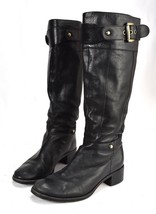 Boutique Black Leather Knee High Riding Boots Size 6M - £39.07 GBP