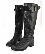 Boutique Black Leather Knee High Riding Boots Size 6M - $67.63 CAD
