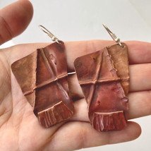 Don Dietz Copper Earrings Industrial Style Hand Cold Formed Organic 2.5 Inches - £23.95 GBP