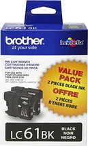 Black - Ink Cartridges, 2 Pack, Brother Lc61Bk. - $61.94