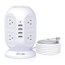 Power Strip Tower, 10Ft Extension Cord With 8 Ac Outlets &amp; 4 Usb Ports, ... - £34.44 GBP