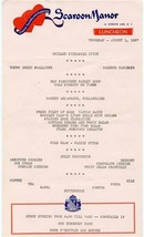 Scaroon Manor Resort Menu 1957 Schroon Lake New York Natalie Wood Gene Kelly - £14.12 GBP