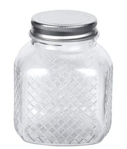 Square Lattice Clear Glass Jars with Metal Lids, 22 oz. - £11.79 GBP+