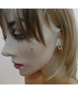 Unbranded Silvertone &amp; Orange Glass Stones Leverback Ear Rings - £15.64 GBP