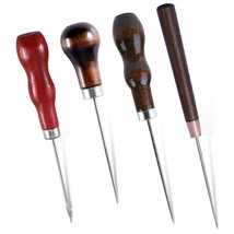4 PCS Sewing Awl Set Scratch Awl Leather Pouch Hole DIY Shoes Repair Handmade - £11.03 GBP