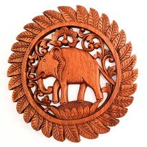 Jungle Elephant Hand Carved Wooden Wall Art Decoration - A Perfect Gift - £125.74 GBP