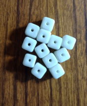 Lot Of 12 Czech 1960&#39;s Vintage Picasso Glass Cube Beads White Jewelry Crafts NOS - £7.26 GBP
