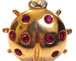 Vtg Avon Lady Bug Pin Brooch Gold Tone Red Rhinestone EUC - $9.76