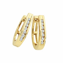 0.22CT Simulated Channel-Set Diamond Huggie/Hoop Earrings 14K Yellow Gold Plated - £37.27 GBP
