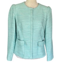 Talbots Tweed Blazer 6 Turquoise Tiffany Blue Pockets New - £51.00 GBP