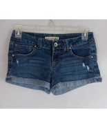Paris Blues Whiskered Ripped Frayed Cuffed Booty Jean Shorts Size 7 Inse... - $372.51 MXN