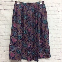 Susan Bristol Womens Flare Skirt Blue Brown Floral Knee Length Pocket Pl... - £12.22 GBP