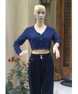 Cropped Top/Cardigan Sweater by Twinset (Simona Barbieri), size XS, navy... - $36.14