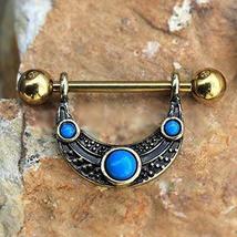 Gold Plated Turquoise Shield Nipple Ring - £13.50 GBP+