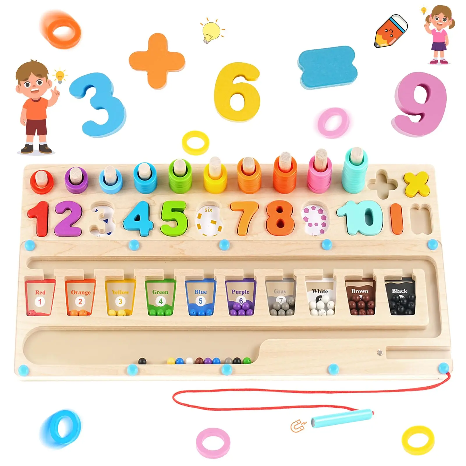 Wooden Magnet Board Puzzles Game Magnetic Color and Number Maze Toddlers - £22.36 GBP+