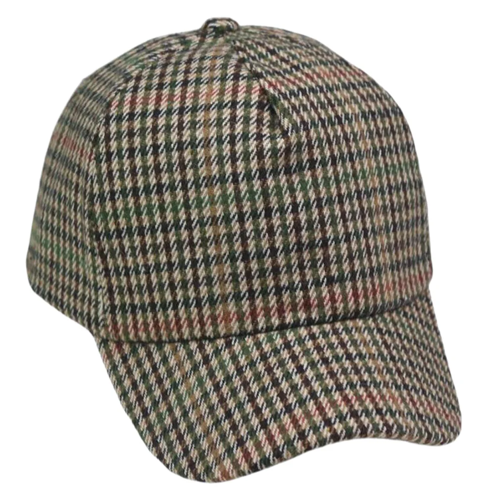 Vintage Style Tweed Men&#39;s Cap Old School Baseball Cap Father&#39;s Plaid Hats Dark - £15.15 GBP