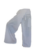 FISA29 white Fisherman Pants Fisher Wrap Thai Yoga pants trousers Sport ... - £13.53 GBP