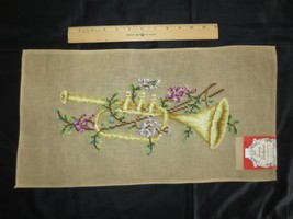 SCOVILL Pre-Worked HORN NEEDLEPOINT CANVAS - 11&quot; x 21&quot;, Design 6&quot; x 14-1/2&quot; - £9.50 GBP