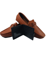 Franco Vanucci Drive-141 Men&#39;s Driver Shoes Size 12 Brown &amp; Leather Wallet Black - £116.34 GBP