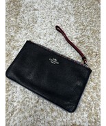 Coach Wristlet Black Pebbled Leather Floral Trim Womens Wallet Zip Clutc... - €29,84 EUR
