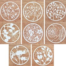 Flower Power Stencil Set: 8 Reusable Circular Templates for Creative DIY Plant P - £19.07 GBP