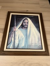 Rare Vintage Hand Signed Greg Olsen Framed Jesus Christ Savior Religious Print - £59.35 GBP