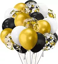 Black and Gold Balloons Metallic Graduation Balloons 62 Pcs 12 Inch Late... - $14.05