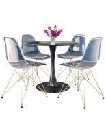 LeisureMod 5-Piece Dining Set with 35&quot; Round MDF Top Table  Black Iron ... - $485.20 CAD
