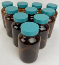 10 x Wide Mouth Round Precleaned / QC Bottle Sampling, Glass 250 mL Ambe... - $33.65