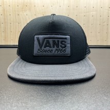 Vans Trucker Hat Since 1966 Logo Black Gray Snapback Logo Patch Cap Mesh - £19.61 GBP