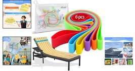 Six Pack Silicone Beach Towel Bands in Multicolor for Secure Lounge Chai... - $18.76