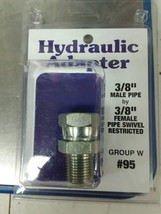 New Hydraulic Adapter 3/8&quot; MALE PIPE BY 3/8&quot; FEMALE PIPE SWIVEL RESTRICTED - £14.83 GBP