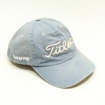 Titlest Shure Blue White Strap Back Golf Cap Hat EMBROIDERED ONE SIZE - $19.55