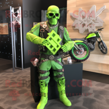 Lime Green Celtic Cross mascot costume character dressed with a Moto Jacket and  - £908.53 GBP