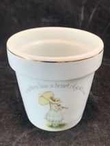 Vintage World Wide Arts Holly Hobbie Ceramic Flower Pot Mother&#39;s Heart o... - $7.88