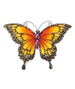 Orange Monarch Butterfly Suncatcher Hanging Glass  Metal 17&quot; Wide Wall G... - £32.70 GBP