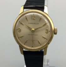Vintage Caravelle Watch Women Gold Tone 1967 Leather Band Manual Wind 28mm - £31.30 GBP