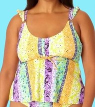 California Sunshine Womens Plus Juniors Printed Tankini Swim Top size 2 ... - $18.32