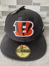 New Era 59Fifty Men&#39;s Cap Cincinnati Bengals Black Fitted Sideline Hat 7 1/4&quot; - £23.08 GBP